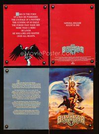 6r094 BEASTMASTER promo brochure '82 fantasy art of barechested Marc Singer & sexy Tanya Roberts!