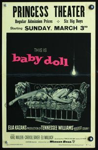 6r119 BABY DOLL WC '57 Elia Kazan, classic image of sexy troubled teen Carroll Baker!