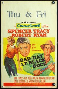 6r120 BAD DAY AT BLACK ROCK WC '55 different image of Spencer Tracy, sexy Anne Fracis & Robert Ryan