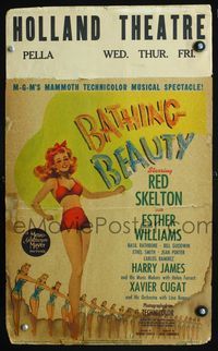 6r122 BATHING BEAUTY WC '44 different art of sexy red-haired swimmer Esther Williams!