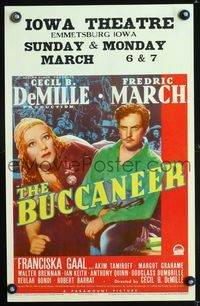 6r132 BUCCANEER WC '38 Cecil B. DeMille, close up of sailor Fredric March & Franciska Gaal!