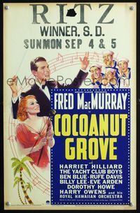 6r138 COCOANUT GROVE WC '38 great artwork of Fred MacMurray & pre-Ozzie Harriet Hilliard!