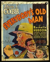 6r148 EVERYBODY'S OLD MAN WC '36 art of Irvin S. Cobb lighting cigar + pretty Rochelle Hudson!