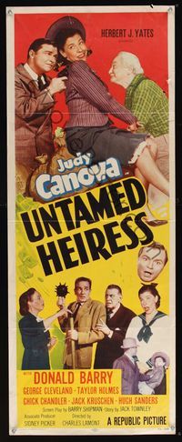 6v657 UNTAMED HEIRESS insert '54 art of wacky Judy Canova, Red Barry, George Cleveland