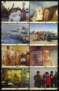 7a233 HOT SHOTS  8 color 11x14 stills '91 Charlie Sheen, wacky Lloyd Bridges steps off plane!