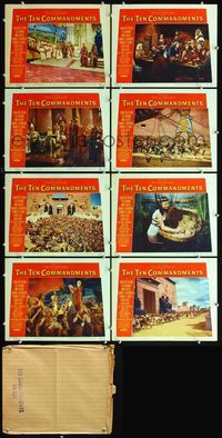 7a568 TEN COMMANDMENTS  8 LCs '56 Charlton Heston, Yul Brynner, Cecil B. DeMille!