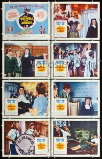 7a613 TROUBLE WITH ANGELS 8 LCs '66 Hayley Mills, Binnie Barnes, nun Rosalind Russell!