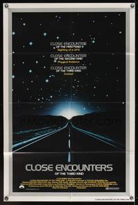 7e166 CLOSE ENCOUNTERS OF THE THIRD KIND int'l silver border 1sh '77 Steven Spielberg classic!