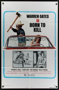 7e169 COCKFIGHTER 1sh '75 Warren Oates w/axe & sexy girls, Born to Kill!