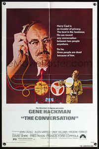 7e181 CONVERSATION 1sh '74 Gene Hackman is an invader of privacy, Francis Ford Coppola directed!