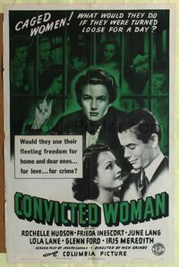 7e183 CONVICTED WOMAN 1sh '40 Rochelle Hudson, Glenn Ford, caged women turned loose for a day!