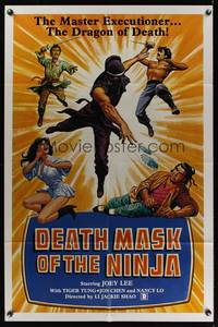 7e199 DEATH MASK OF THE NINJA 1sh '87 cool martial arts artwork, the master executioner!