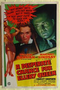 7e202 DESPERATE CHANCE FOR ELLERY QUEEN 1sh '42 William Gargan w/pretty Margaret Lindsay!