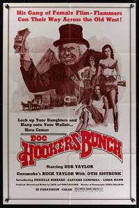 7e206 DOC HOOKER'S BUNCH 1sh '76 Dub Taylor & his gang of sexy female film-flammers!