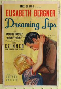 7e220 DREAMING LIPS 1sh '37 romantic artwork of Elisabeth Bergner & Raymond Massey!