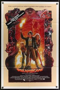 7e221 DREAMSCAPE video 1sh '84 Drew Struzan art of Dennis Quaid & sexy Kate Capshaw!