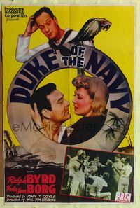 7e223 DUKE OF THE NAVY 1sh '42 Ralph Byrd & Veda Ann Borg in nautical comedy!