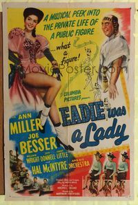 7e224 EADIE WAS A LADY 1sh '44 Ann Miller in society, the private life of a public figure!