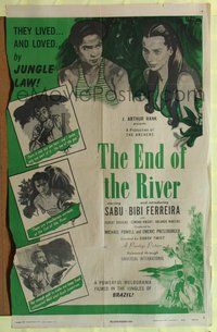 7e231 END OF THE RIVER 1sh '48 Sabu & sexy Bibi Ferreira, they lived & loved by jungle law!