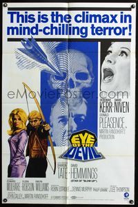 7e235 EYE OF THE DEVIL bow 1sh '67 Deborah Kerr, David Niven, Sharon Tate, mind-chilling terror!