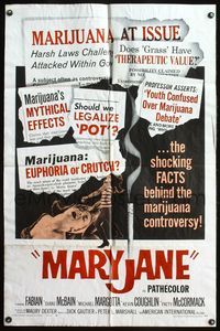 7e561 MARY JANE 1sh '68 campy shocking sex & marijuana, euphoria or crutch?!