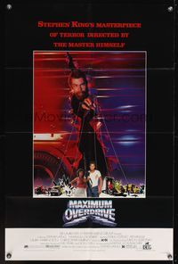 7e566 MAXIMUM OVERDRIVE 1sh '86 cool image of puppet master Stephen King, Emilio Estevez!