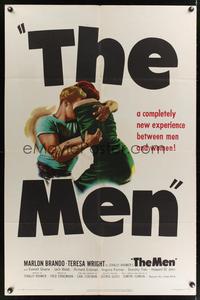 7e572 MEN 1sh '50 very first Marlon Brando, Jack Webb, directed by Fred Zinnemann!