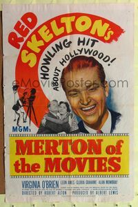 7e573 MERTON OF THE MOVIES 1sh '47 Red Skelton's howling hit about Hollywood!