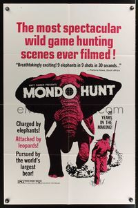 7e590 MONDO HUNT 1sh 1972 Matt Cimber, 20 years in the making, most spectacular wild game hunting!