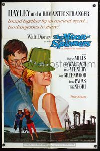 7e593 MOON-SPINNERS style A 1sh '64 artwork of pretty Hayley Mills, Peter McEnery!