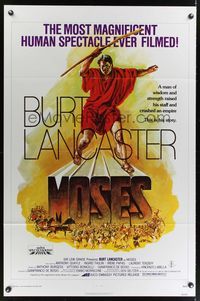 7e600 MOSES 1sh '76 religious Burt Lancaster, a man of wisdom & strength crushed an empire!