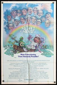 7e605 MUPPET MOVIE 1sh '79 Jim Henson, Drew Struzan art of Kermit the Frog & Miss Piggy!