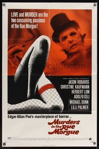 7e608 MURDERS IN THE RUE MORGUE 1sh '71 Edgar Allan Poe, sexy legs in fishnet stockings!