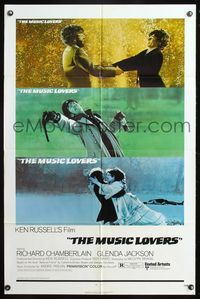 7e609 MUSIC LOVERS 1sh '71 directed by Ken Russell, Richard Chamberlain & Glenda Jackson!