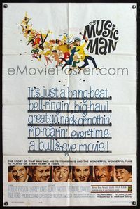 7e610 MUSIC MAN 1sh '62 Robert Preston, Shirley Jones, art of parade, classic musical!