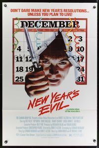 7e637 NEW YEAR'S EVIL 1sh '80 holiday horror, a celebration of the macabre!