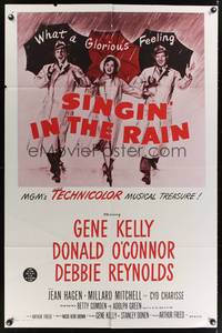 7e811 SINGIN' IN THE RAIN 1sh R56 Gene Kelly, Donald O'Connor, Debbie Reynolds, classic musical!