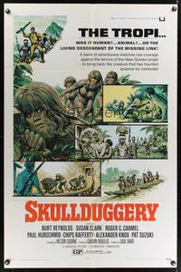 7e815 SKULLDUGGERY 1sh '70 Burt Reynolds, Susan Clark, art of half-man/half-ape beasts!