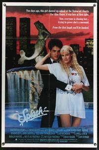 7e829 SPLASH 1sh '84 Tom Hanks loves mermaid Daryl Hannah in New York City!