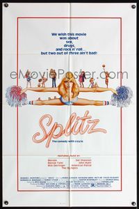 7e830 SPLITZ 1sh '84 artwork of sexy cheerleader doing the splits, rock 'n' roll sex!