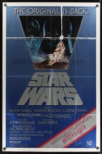 7e835 STAR WARS 1sh R82 George Lucas classic sci-fi epic, great art by Tom Jung!