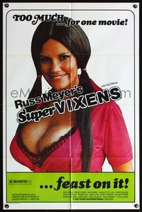 7e856 SUPER VIXENS 1sh '75 Russ Meyer, super sexy Shari Eubank is TOO MUCH for one movie!