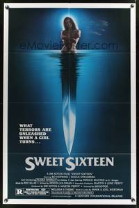 7e865 SWEET SIXTEEN 1sh '82 sexy horror image of nude girl in water!