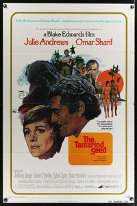 7e870 TAMARIND SEED 1sh '74 close-up artwork of Julie Andrews & Omar Sharif!