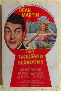 7e877 TEN THOUSAND BEDROOMS style D 1sh '57 Dean Martin & sexy Anna Maria Alberghetti in bed!