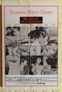 7e880 THAT SPLENDID NOVEMBER int'l 1sh '69 Gina Lollobrigida, Gabriele Ferzetti!