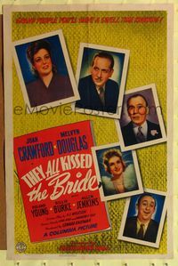 7e885 THEY ALL KISSED THE BRIDE style A 1sh '42 Joan Crawford & Melvyn Douglas!