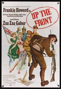 7h119 UP THE FRONT English 1sh '72 art of sexy Zsa Zsa Gabor & stars by Arnaldo Putzu!