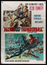 7h217 THUNDERBALL Italian 1p R70s art of Sean Connery as James Bond 007 by Robert McGinnis!