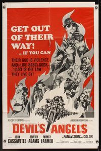 7k168 DEVIL'S ANGELS 1sh '67 AIP, Roger Corman, their god is violence, lust the law they live by!